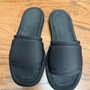 Zara Neoprene Padded Black Slide Sandals